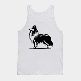 This is a simple black ink drawing of a Sheltie dog Tank Top